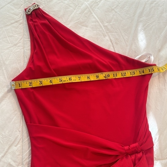 Betsy Adam’s red dress with diamonds on the shoulder. Made in USA 🇺🇸 - Picture 8 of 13